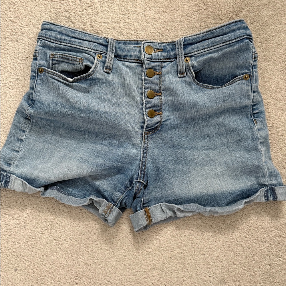 High-Rise Light Wash Denim Shorts - Women's